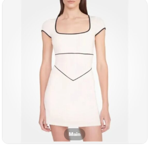 Staud Dresses & Skirts - STAUD White Mini Dress with Black Trim